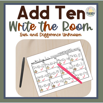 Preview of Adding and Subtracting Ten Write the Room with Differentiated Worksheets
