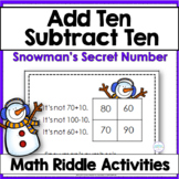 Ten More Ten Less Winter Math Riddle Activities