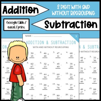 Preview of Adding and Subtracting Two-Digit Numbers with Borrowing and No Borrowing