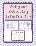 Adding and Subtracting UNLIKE Fractions Model Unit