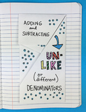 Doodle - Adding and Subtracting Unlike Denominators Notebo