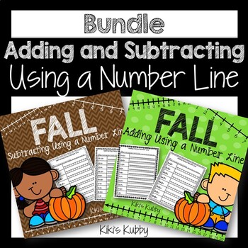 Preview of Adding and Subtracting Using a Number Line: Fall Theme