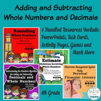 Preview of Adding and Subtracting Whole Numbers and Decimals - 4th Grade Bundle