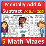 Adding and Subtracting Within 100 Mental Math Mazes Puzzle