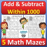 Adding and Subtracting Within 1000 Math Mazes Puzzles Work
