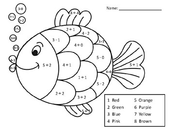 Preview of Adding and Subtracting Within 5 Math Coloring Page_Fish
