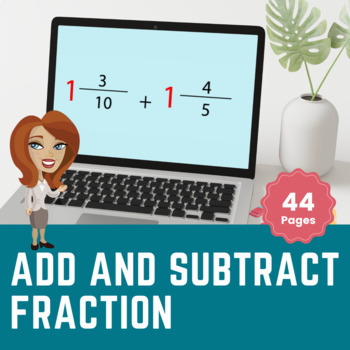 Preview of Add and Subtract Fractions No-Prep Digital Resources for 4th to 5th Grade
