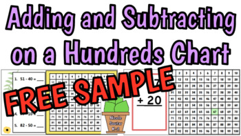 Preview of Adding and Subtracting on a Hundreds Chart Grade 1 FREE 