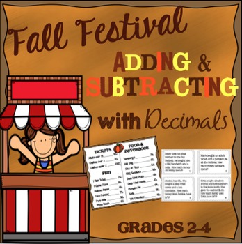 Preview of Adding and Subtracting with Decimals Math Menu & Task Cards Grades 2-4