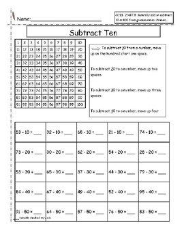 Preview of Adding and Subtracting with Hundred Chart