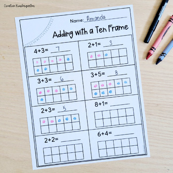 Adding and Subtracting with a Ten Frame Activity Pack for Kindergarten