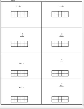 Preview of Adding and Subtracting within 10 using ten frames