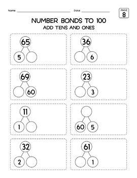 Adding and Subtracting within 100 Number Bond 2nd Grade Math Worksheets ...