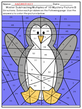 Adding and Subtracting within 100 & with Multiples of 10 Winter Mystery ...