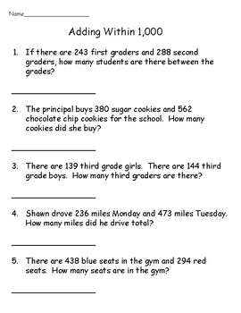 Preview of Adding and Subtracting within 1000