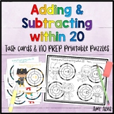 Adding and Subtracting within 20 Task Cards & NO PREP Prin
