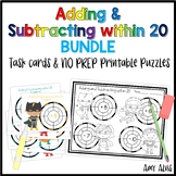Adding and Subtracting within 20 Task Cards & NO PREP Prin