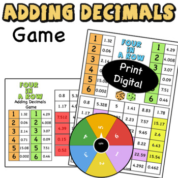 Preview of Adding and subtracting Decimals Games Print Digital Review worksheets centers