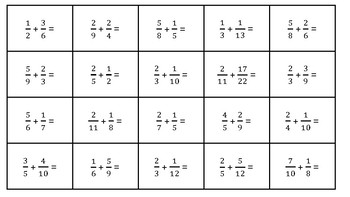 Preview of Adding and subtracting fractions (diff denominators)