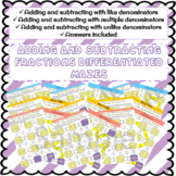 Adding and subtracting fractions differentiated mazes bundle