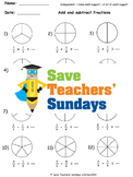Adding and Subtracting Fractions on Diagrams Worksheets (4