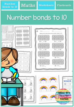 Preview of Maths: Number bonds to 10 - addition, subtraction, tens frames, flashcard games