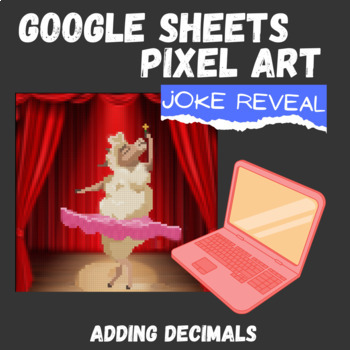 Preview of Adding decimals Pixel art joke reveal - Dancing sheep