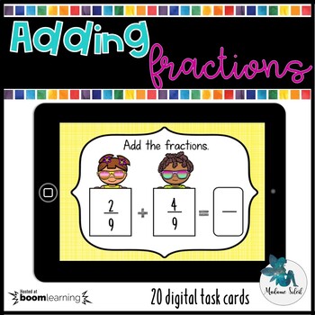 Preview of Adding fraction BOOM CARDS distance learning