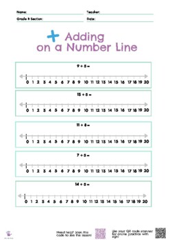 Preview of Adding on a Number Line (within 20) Smart Worksheet