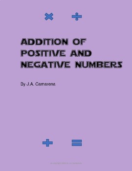 Preview of Addition of positive and negative integers