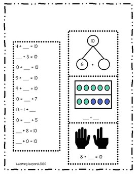 Adding to Ten by Learning Leopard | Teachers Pay Teachers