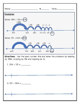 Preview of Adding up on an open number line (3 digit by 3 digit w/ and w/o regrouping)