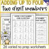 Adding up to four 2 digit numbers, addition strategy works
