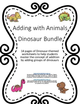 Preview of Adding with Animals: Dinosaur BUNDLE