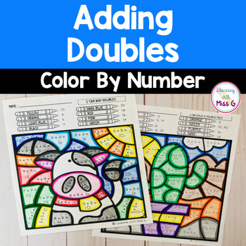 Preview of Adding with Doubles Color By Number Worksheets | Addition to 20 | Color by Code