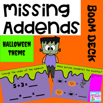 Preview of Adding with Missing Addends  l  BOOM Deck  l  Halloween 