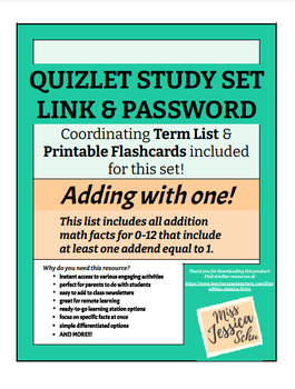 Preview of Adding with one! Quizlet Sets Links & Passwords, Term Lists, & Flashcards