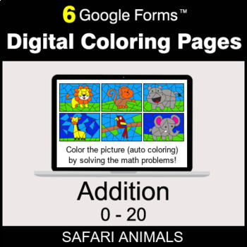 Preview of Addition 0-20 - Digital Coloring Pages | Google Forms