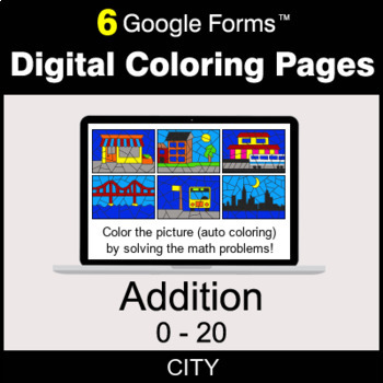 Preview of Addition 0-20 - Digital Coloring Pages | Google Forms