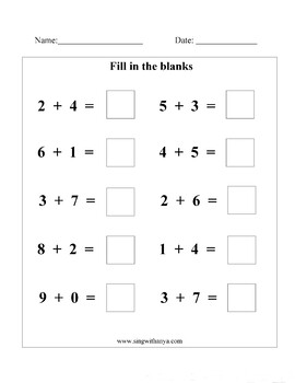 Addition 1-10, Math Worksheet by Anya singwithanya | TpT