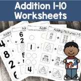 Single Digit Addition Sums 1-10 Leveled Worksheets