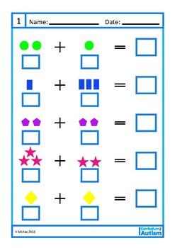 Addition 1-10 Visual Worksheets Autism by Curriculum For Autism | TpT