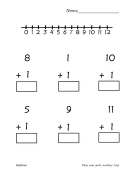 Addition 1 10 Plus 1 With Number Line By Ginger S Goodies Tpt