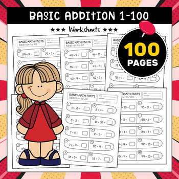 Preview of Addition 1-100, Beginning Math, Math Fact Fluency Assessment Addition Skills