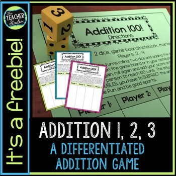 Preview of Differentiated Addition and Subtraction Review Game FREEBIE -  1, 2, 3 Addition
