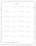 Addition 1-9 Numbers 1 page With Answers