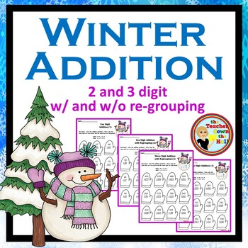 Preview of Addition 2 and 3 Digit Winter Color the Sum