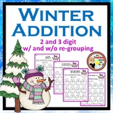 Addition 2 and 3 Digit Winter Color the Sum