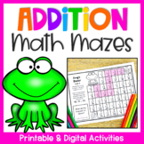 Addition Activities- Math Maze Worksheets for Addition Fac