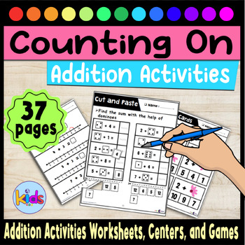 Preview of Addition Activities Worksheets, Centers, and Games with Counting On